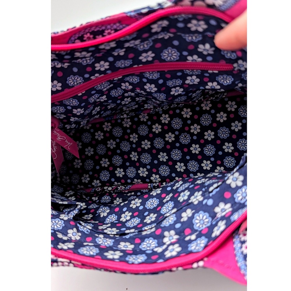 Vera Bradley Pink Blue Paisley Quilted Cotton Small Zip Top Tote Handbag Bag - Picture 7 of 8